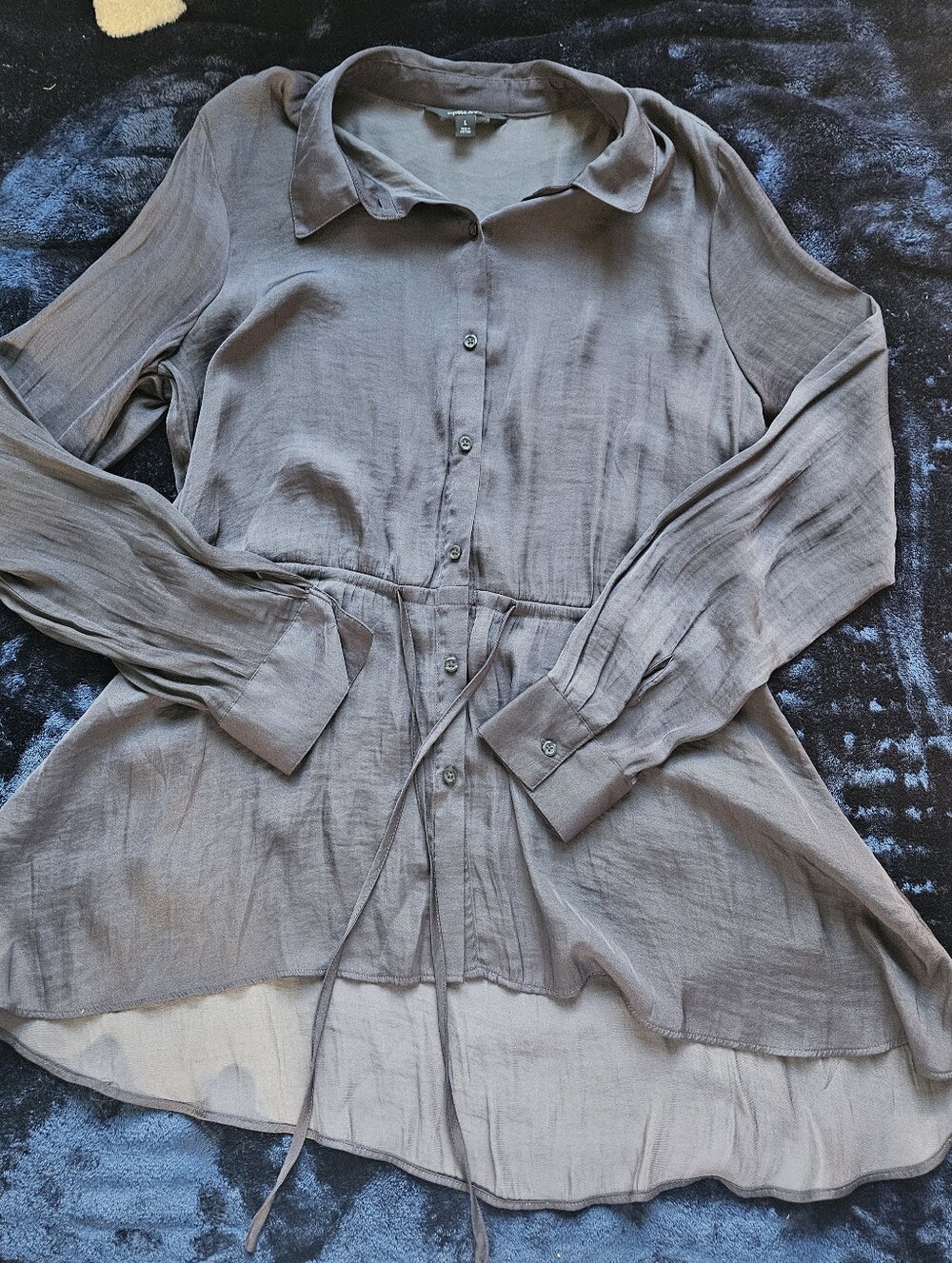 Women's Long Sleeve Button-Front Drawstring Tunic Top Simply Vera Vera Wang